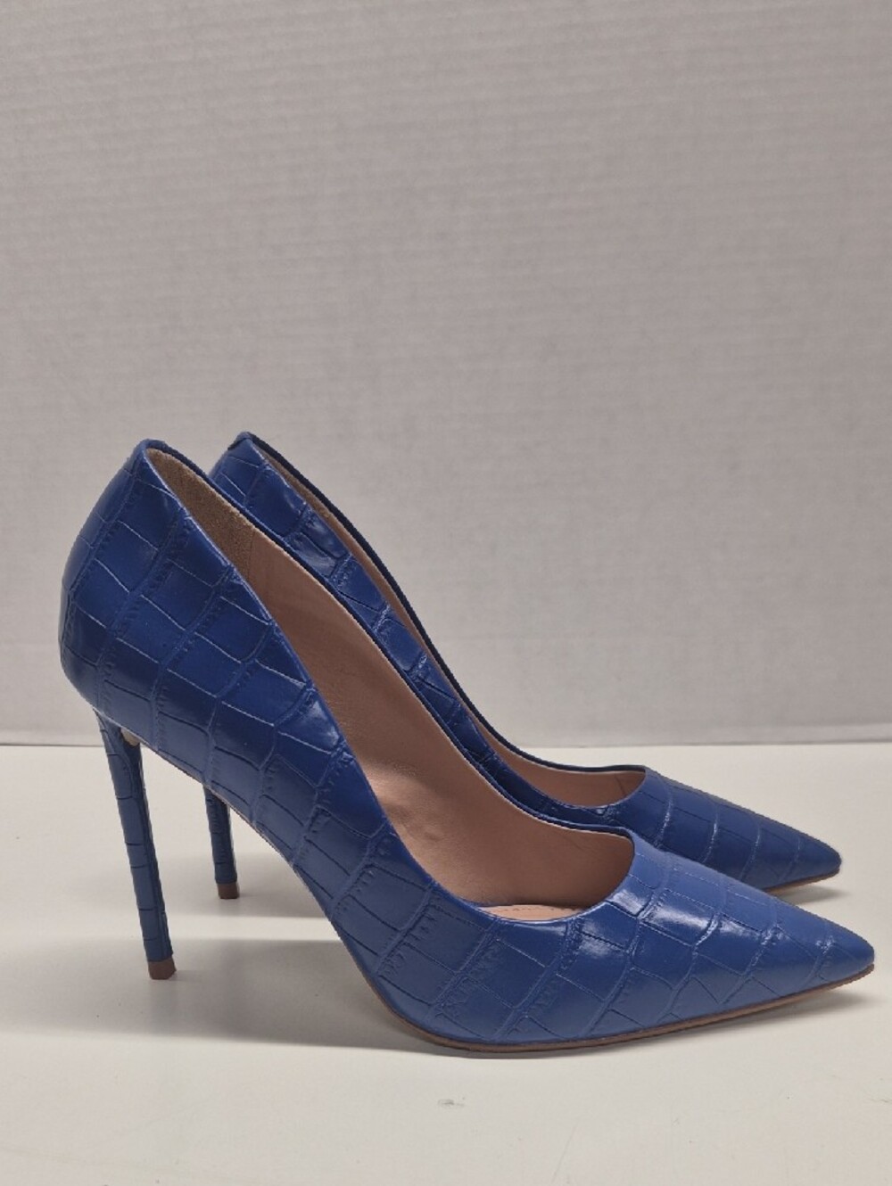 Steve Madden Vala C Pumps Croc Embossed Pointed Toe Stiletto Heels Blue Size 6.5